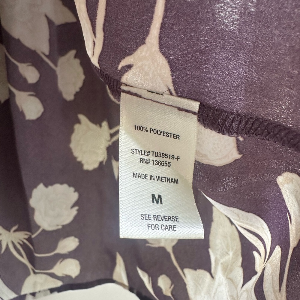 West Kei Purple and White Wrap Blouse 3/4 Sleeve - Picture 6 of 7